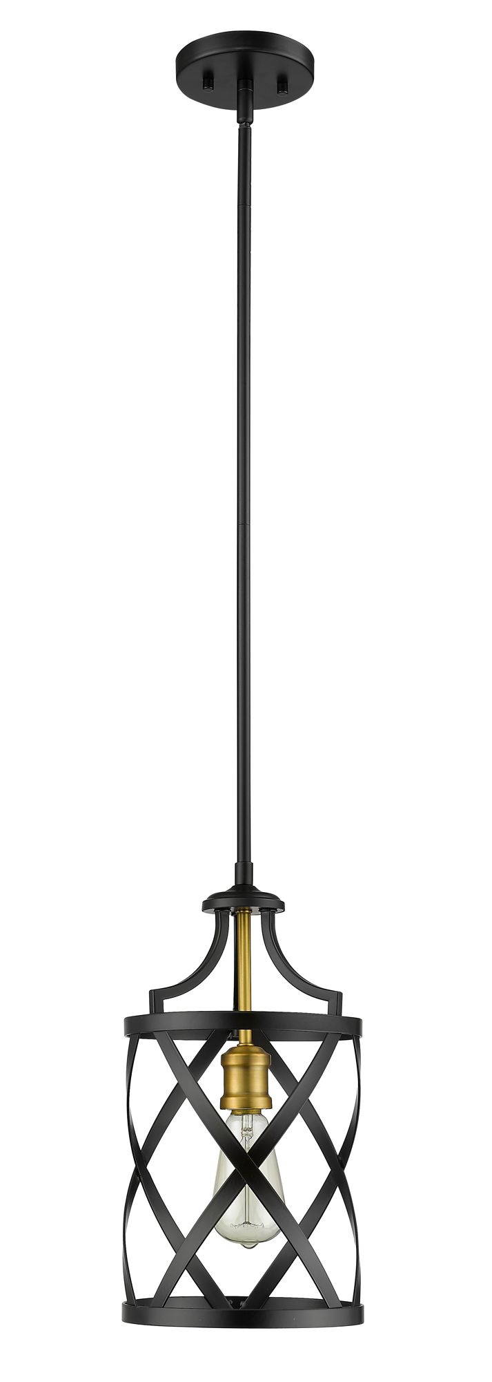 Image 7 Malcalester by Z-Lite Matte Black + Olde Brass 8 inch 1 Light Mini Pendant more views