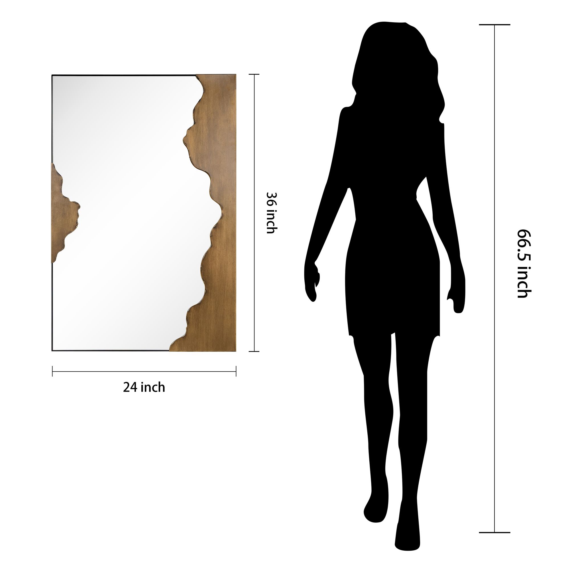 Malcolm Antique Gold 24" x 36" Rectangular Wall Mirror