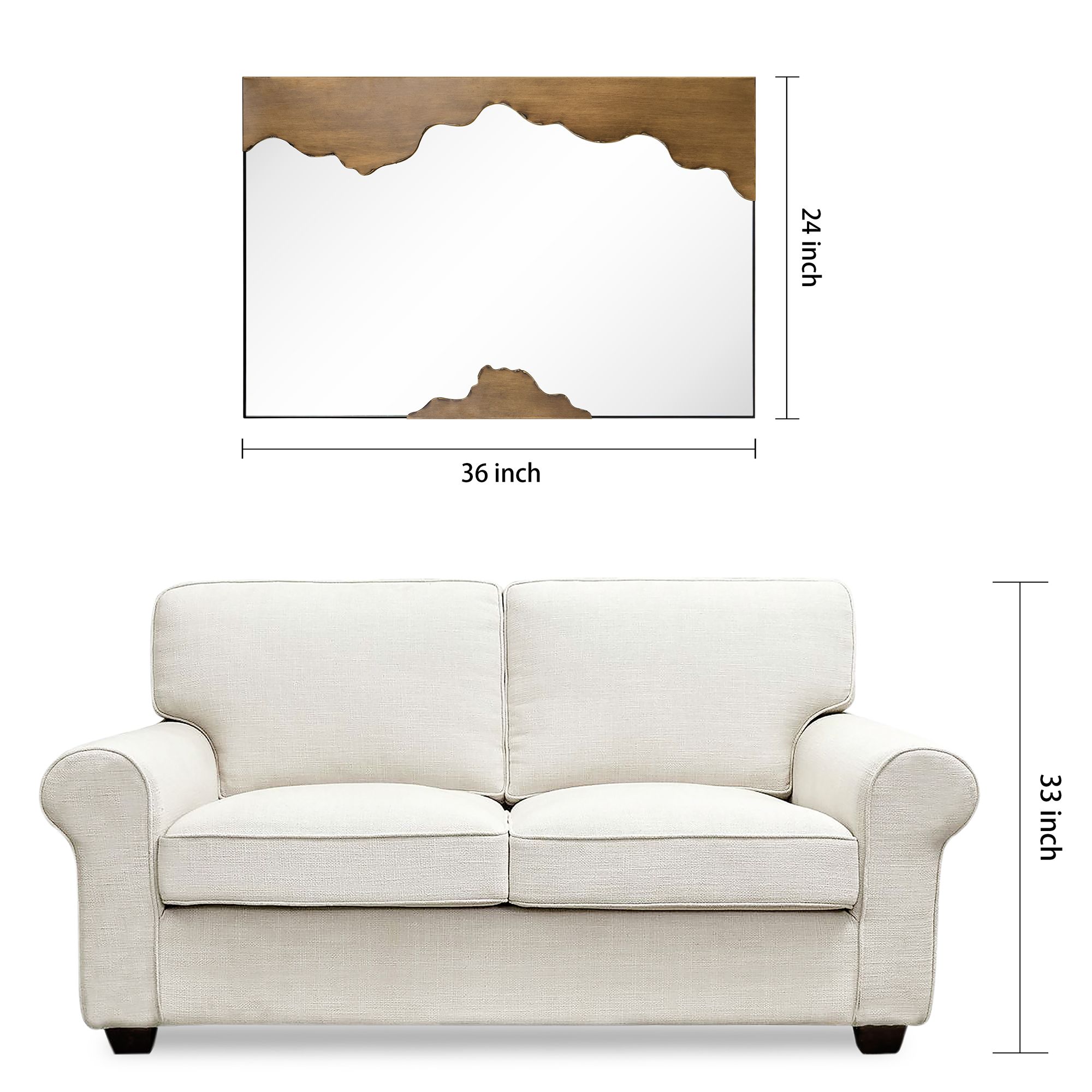 Malcolm Antique Gold 24" x 36" Rectangular Wall Mirror