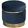 Malcolm Dark Blue Fabric Banded Ottoman