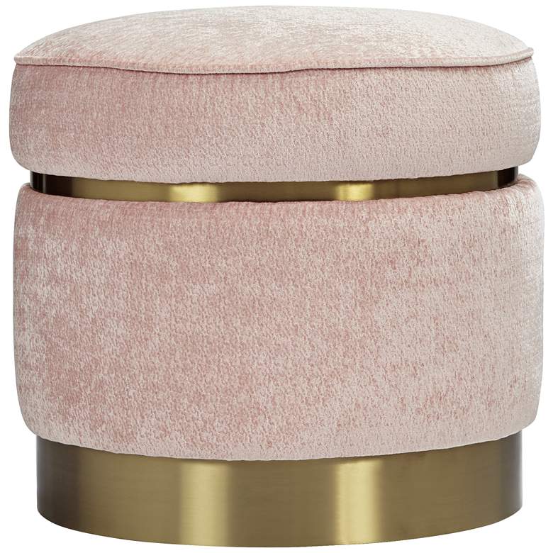 Malcolm Pink Fabric Banded Ottoman more views