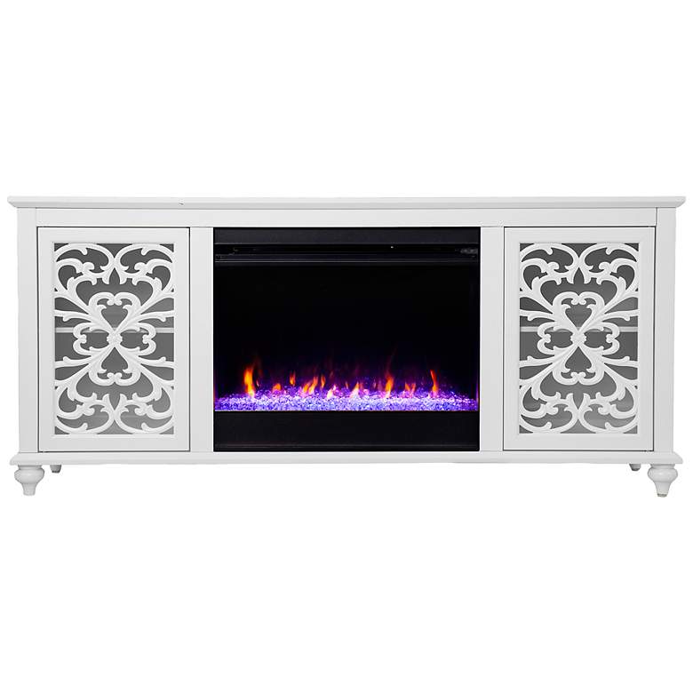 Image 5 Maldina 58" Wide White Wood Color Changing Fireplaces more views