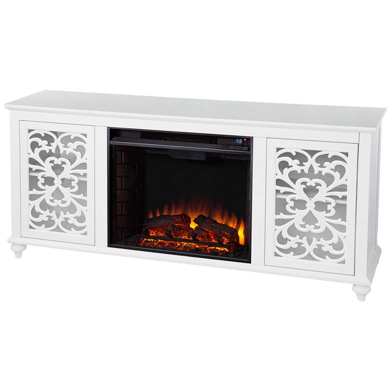 Image 2 Maldina White Wood LED Electric Fireplace with Media Storage