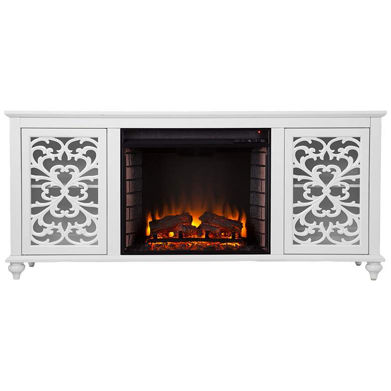 Image 4 Maldina White Wood LED Electric Fireplace with Media Storage more views