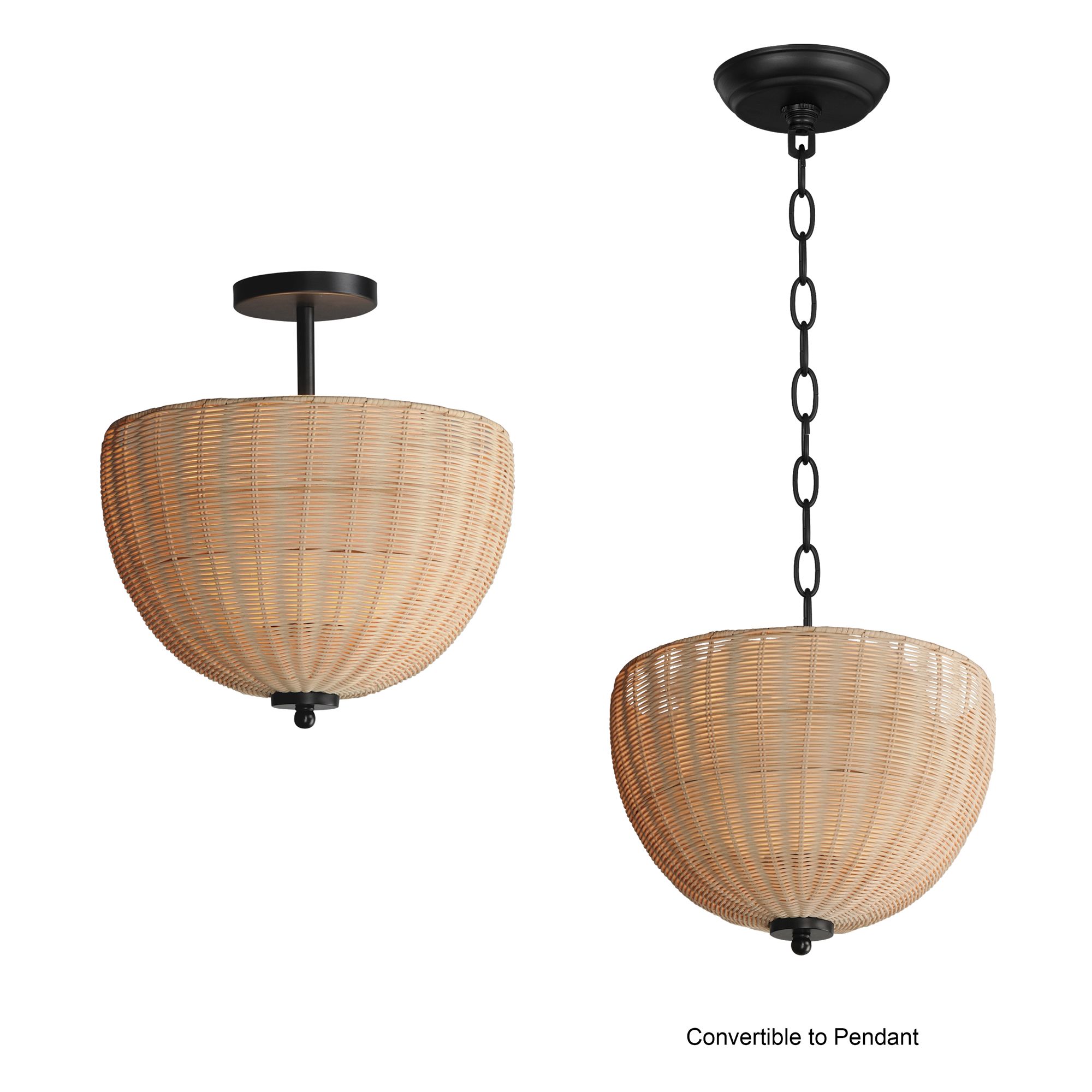 Image 3 Maldives 2-Light Semi Flush/Pendant Black more views