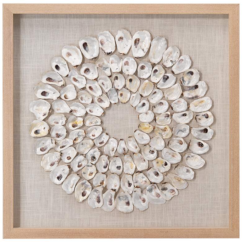Image 2 Maldives White Oyster Shells 23 3/4 inch Square Framed Wall Art