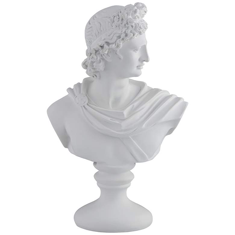 Image 3 Male 11 1/2" High Matte White Bust Sculpture