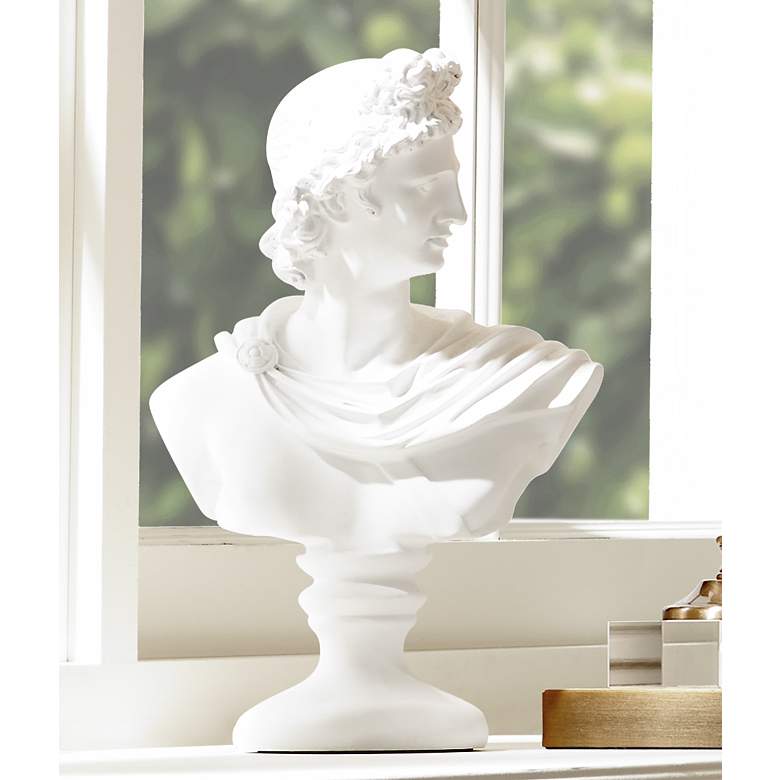 Image 2 Male 11 1/2" High Matte White Bust Sculpture