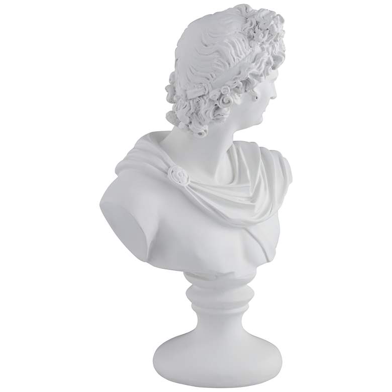 Image 7 Male 11 1/2" High Matte White Bust Sculpture more views