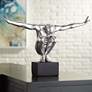 Male Gymnast Pose 19 1/2" Wide Silver Sculpture in scene