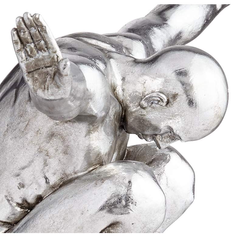 Image 4 Male Gymnast Pose 19 1/2 inch Wide Silver Sculpture more views