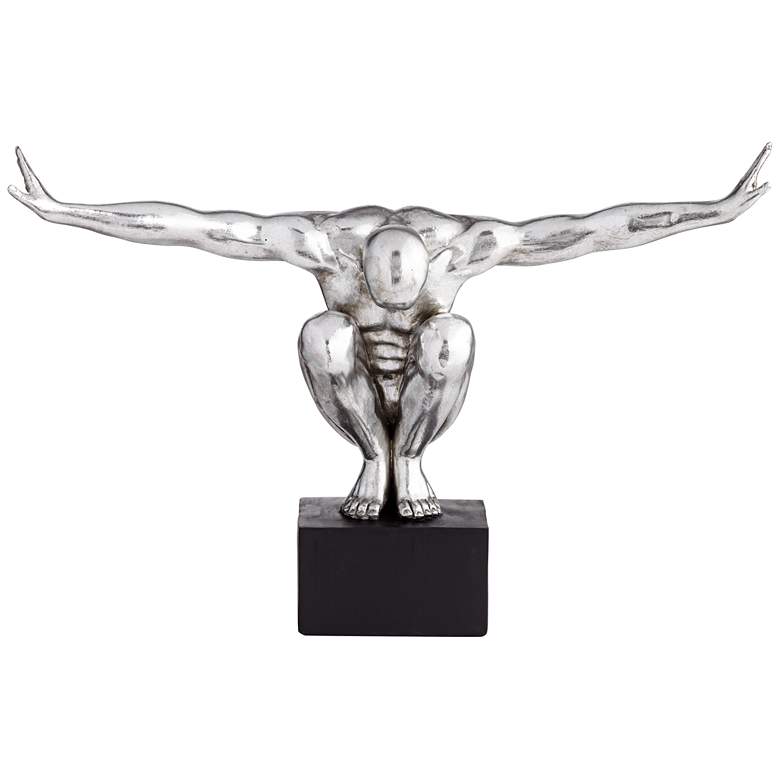 Image 5 Male Gymnast Pose 19 1/2" Wide Silver Sculpture more views