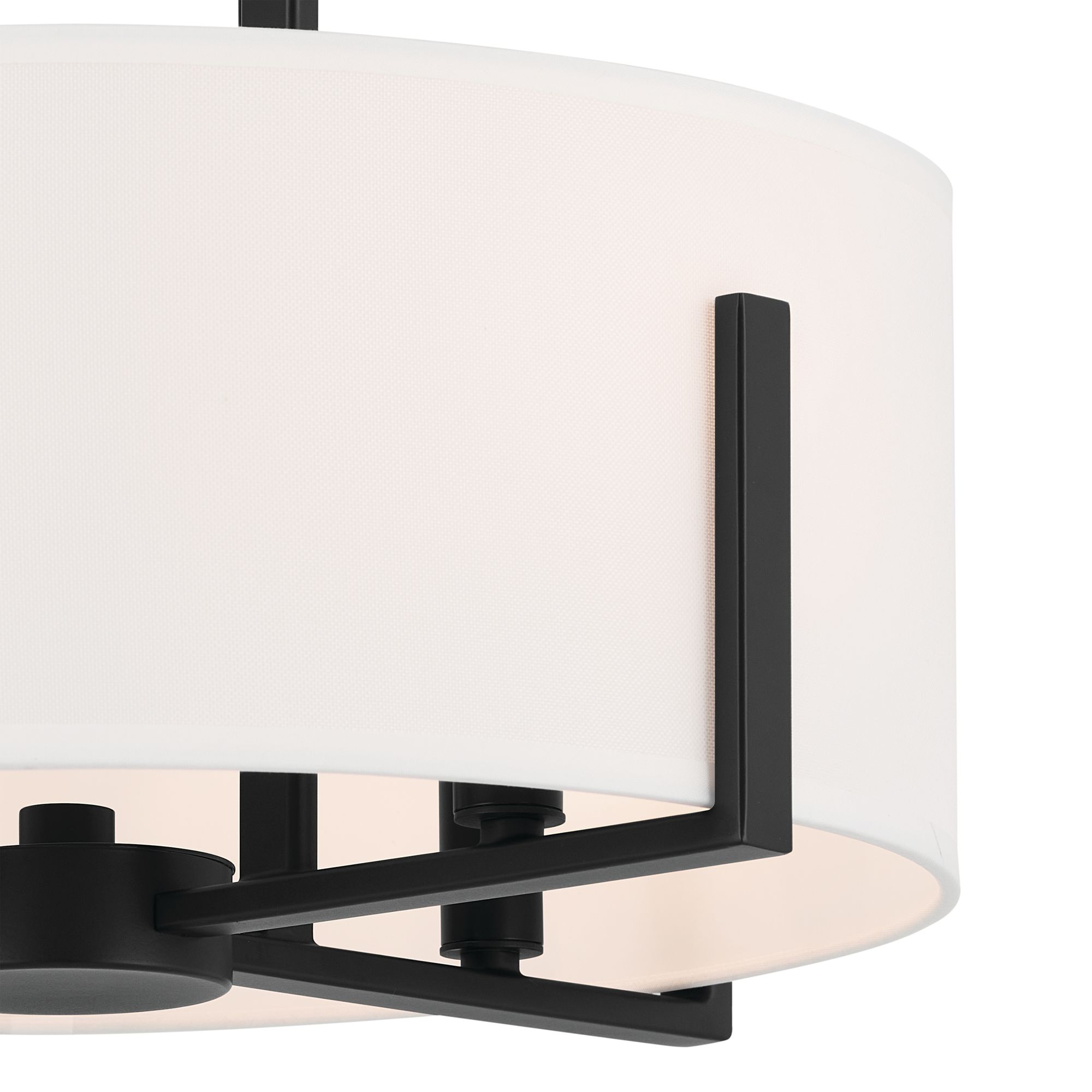 Image 2 Malen 15.5 Inch 4 Light Semi-Flush with White Fabric Shade in Black more views