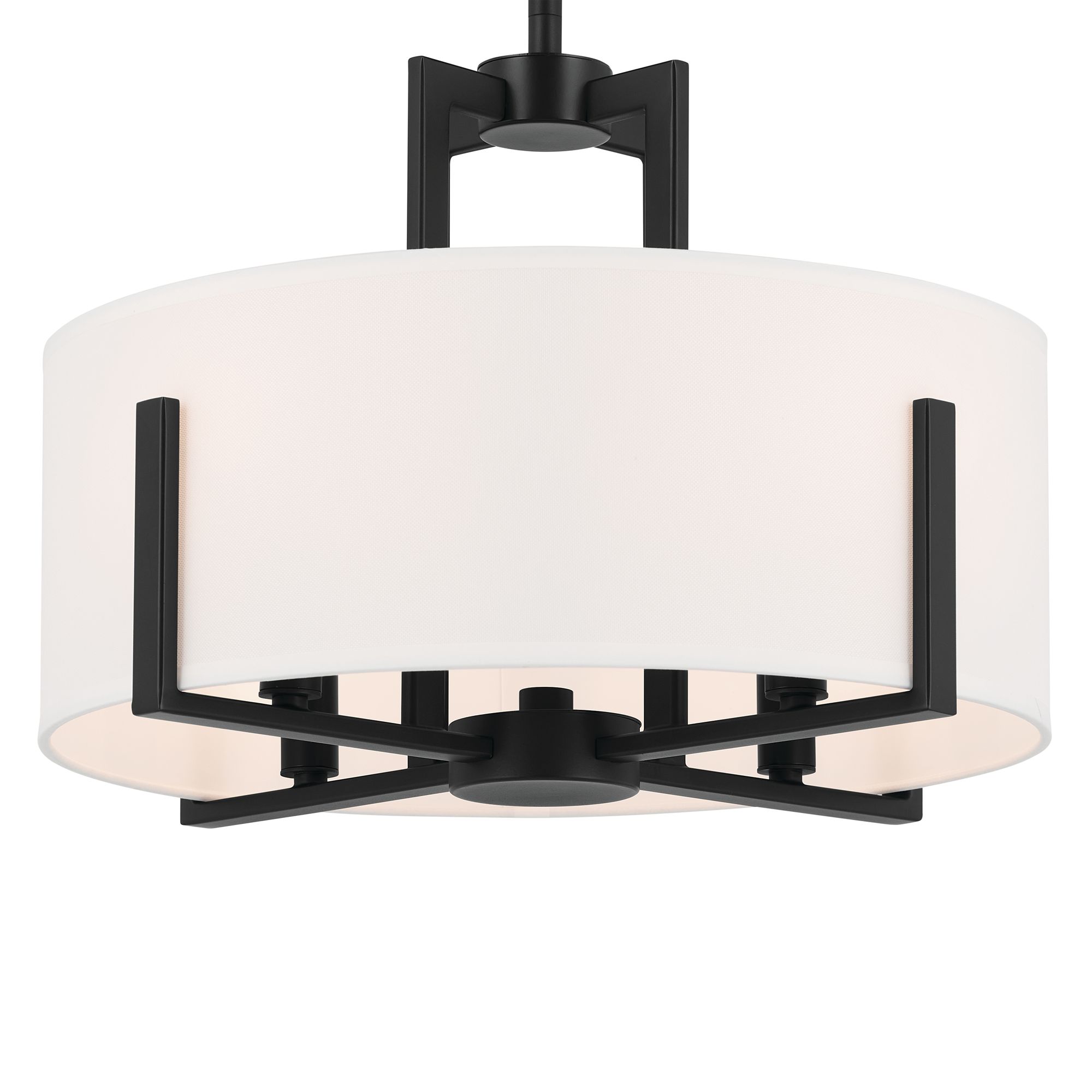 Image 3 Malen 15.5 Inch 4 Light Semi-Flush with White Fabric Shade in Black more views