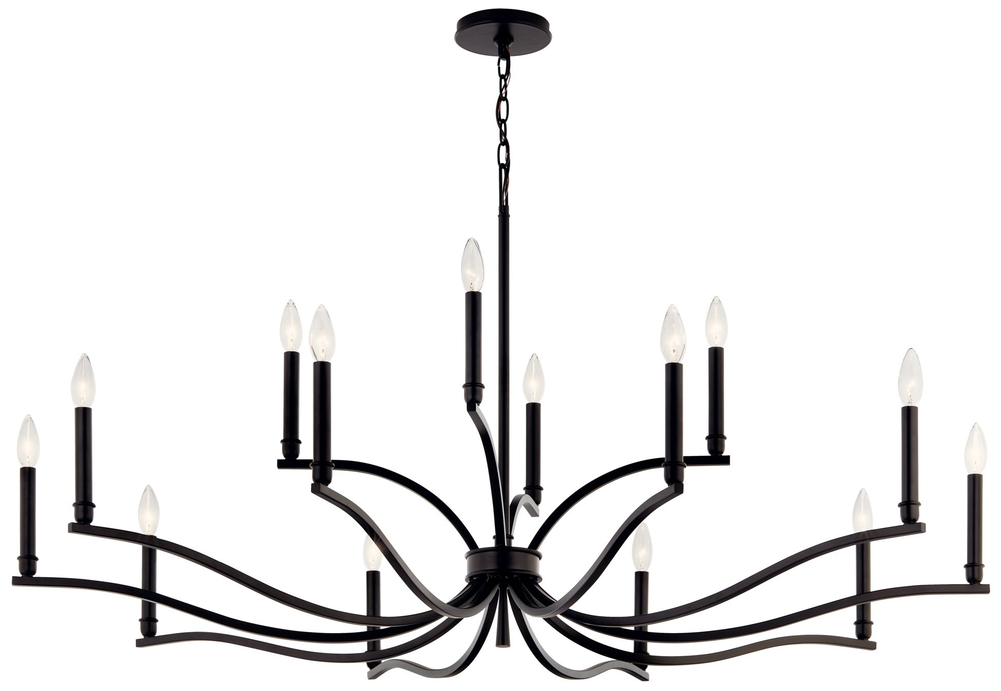 Malene 52.75 Inch 14 Light 2-Tier Chandelier in Black