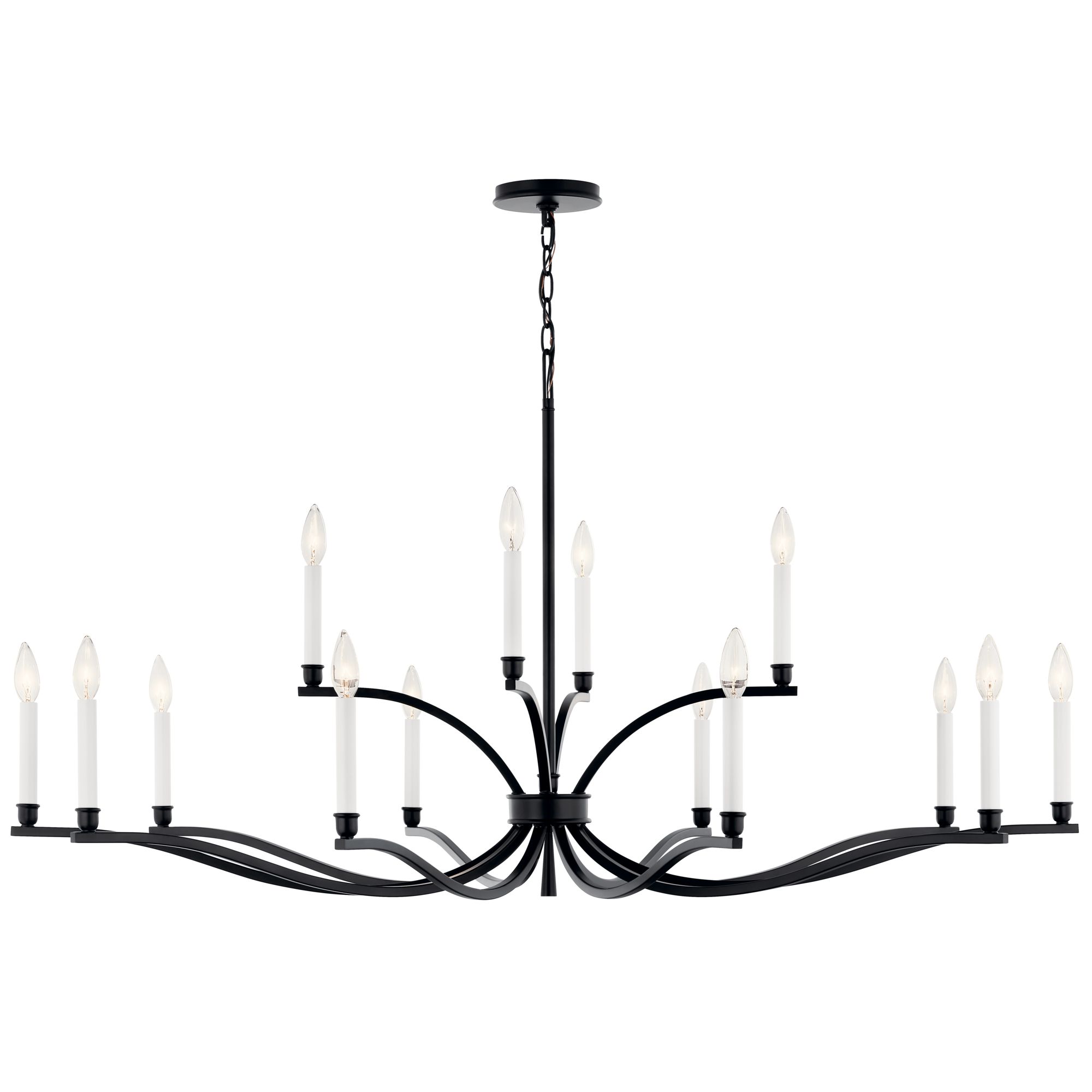 Image 4 Malene 52.75 Inch 14 Light 2-Tier Chandelier in Black more views