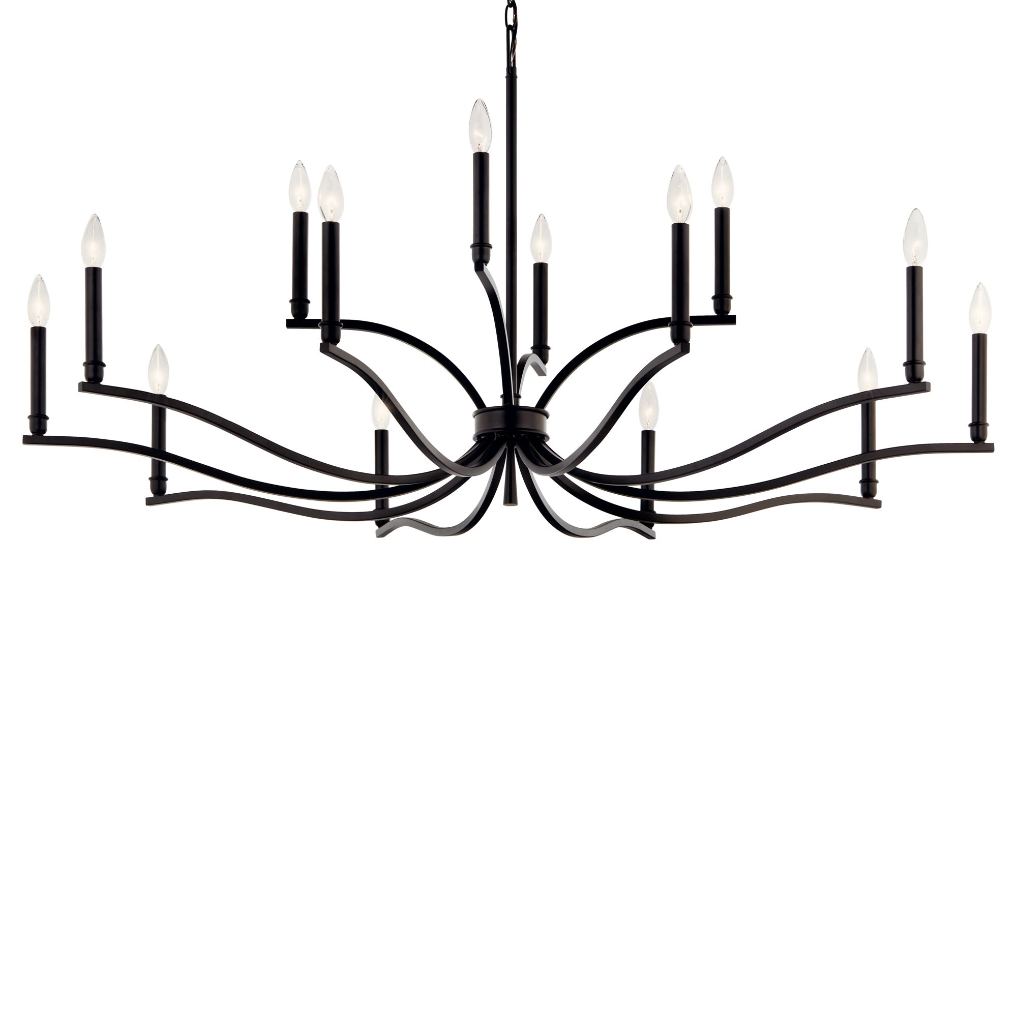 Image 5 Malene 52.75 Inch 14 Light 2-Tier Chandelier in Black more views