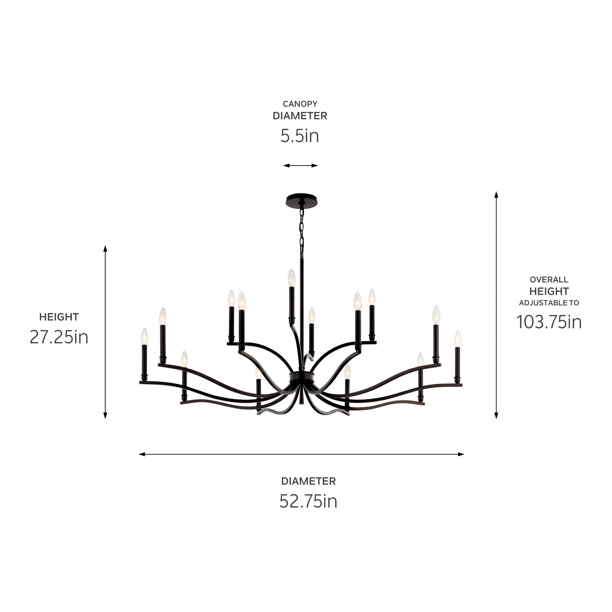 Image 7 Malene 52.75 Inch 14 Light 2-Tier Chandelier in Black more views