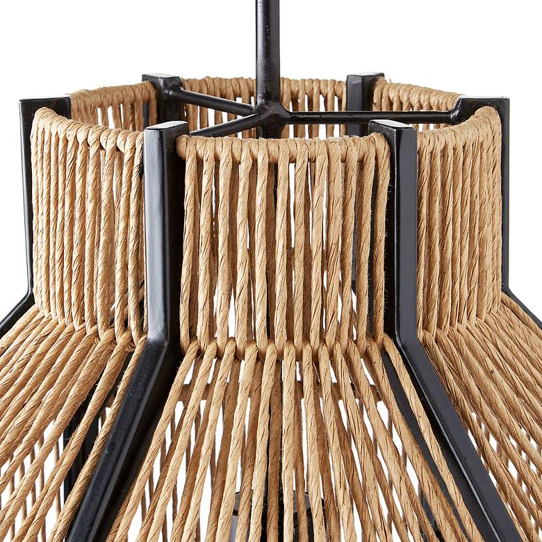 Image 2 Mali 13 1/2"W Satin Black w/ Kraft Paper Twine Pendant Light more views