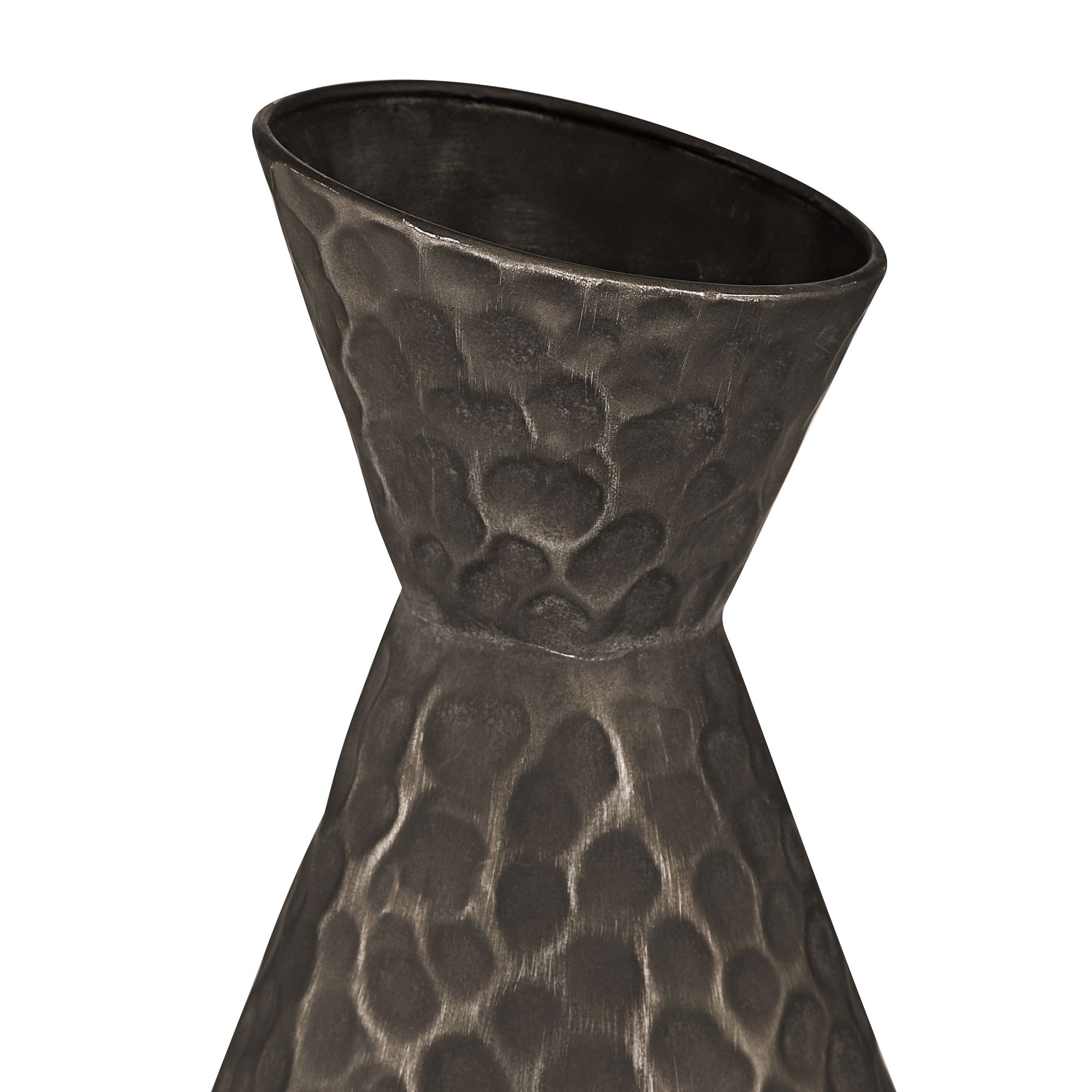 Image 4 Malia 13" High Hammered Weathered Black Rustic Metal Vase more views