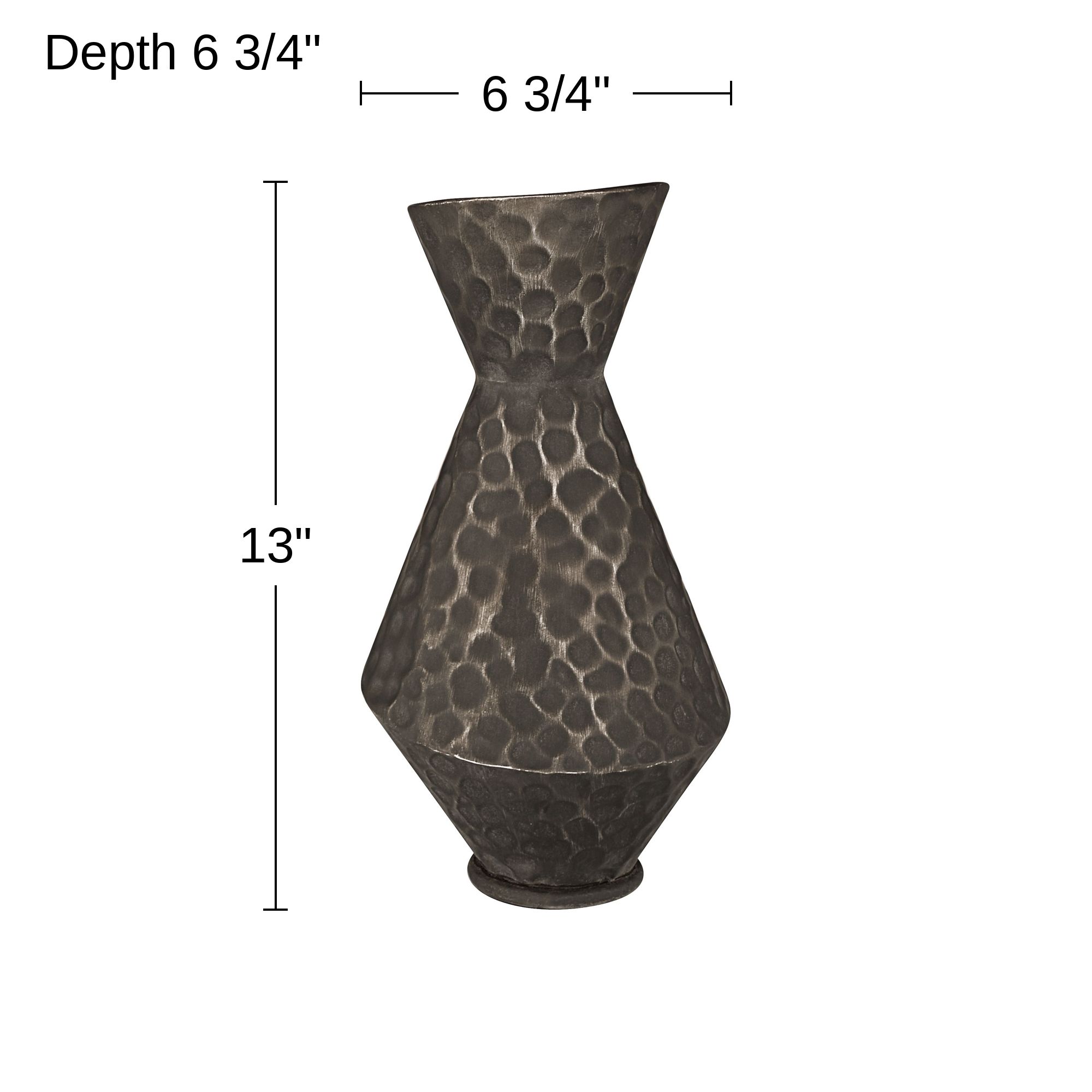 Malia 13" High Hammered Weathered Black Rustic Metal Vase in scene