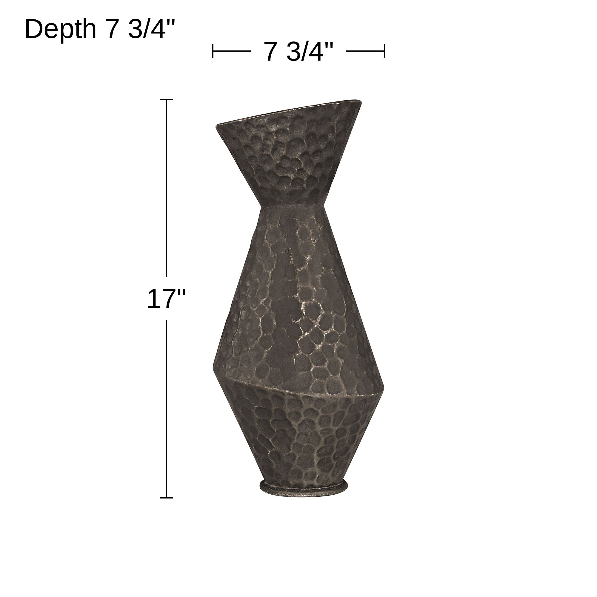Malia 17" High Hammered Weathered Black Rustic Metal Vase in scene