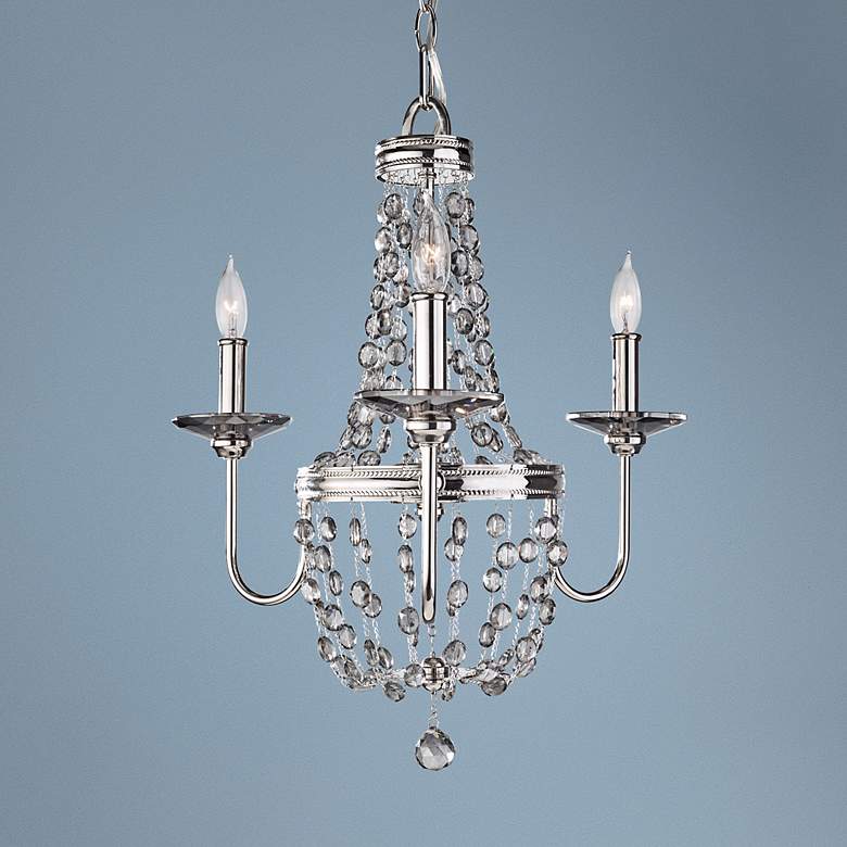 Image 1 Malia 18 1/2 inch Wide 3-Light Nickel Chandelier