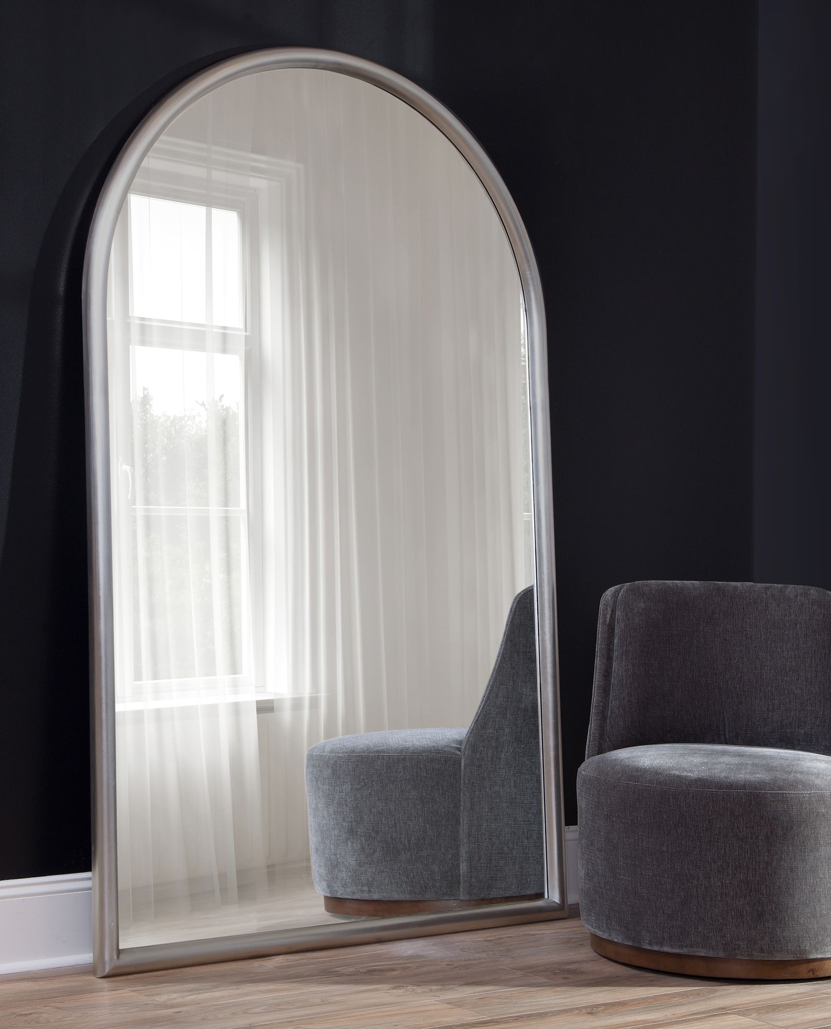 Image 3 Malia 80" Silver Floor Mirror more views