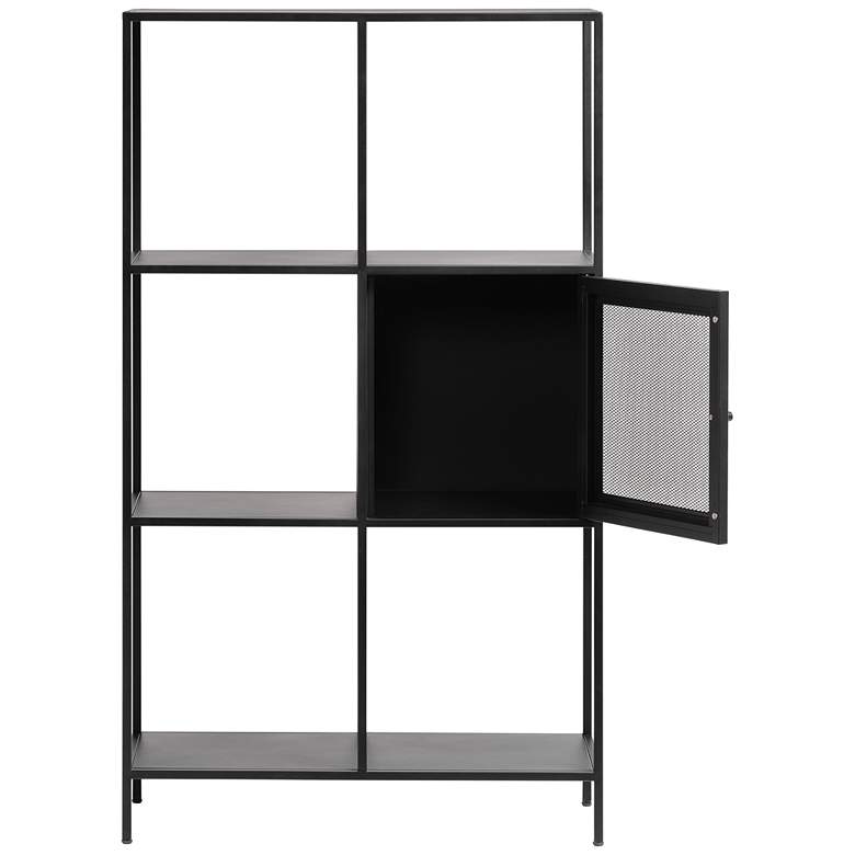 Image 3 Malibu 31 1/4" Wide Black Metal 1-Door Bookcase more views