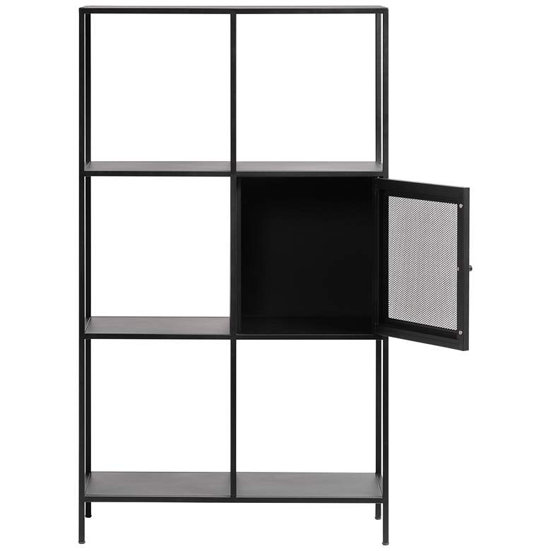 Image 3 Malibu 31 1/4 inch Wide Black Metal 1-Door Bookcase more views