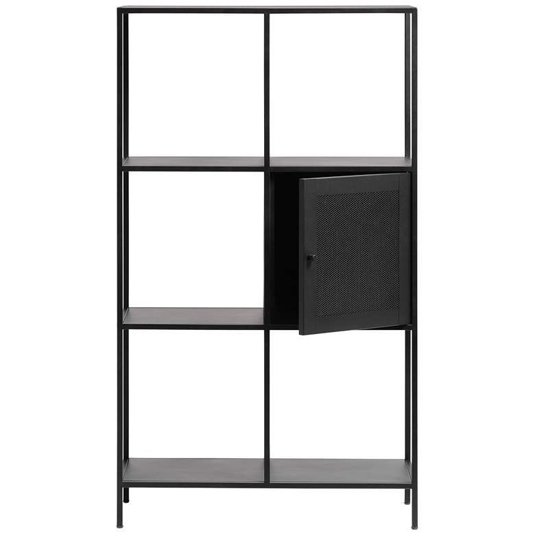 Image 4 Malibu 31 1/4 inch Wide Black Metal 1-Door Bookcase more views