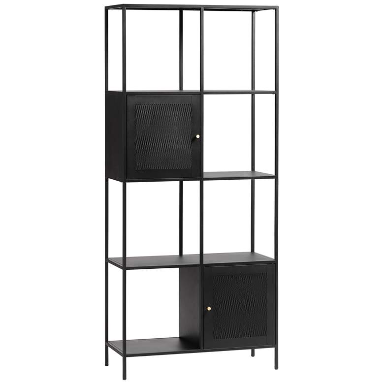 Image 2 Malibu 31 1/4 inch Wide Black Metal 2-Door Bookcase