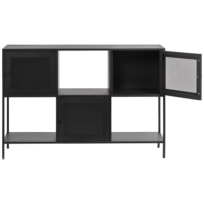 Image 3 Malibu 47" Wide Black Metal 3-Door Cabinet more views