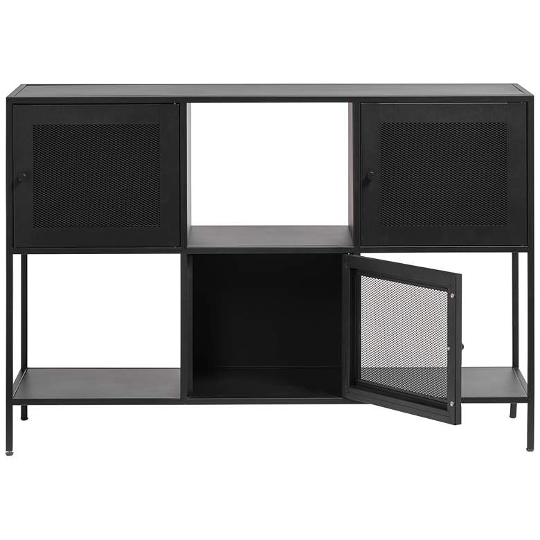 Image 4 Malibu 47" Wide Black Metal 3-Door Cabinet more views