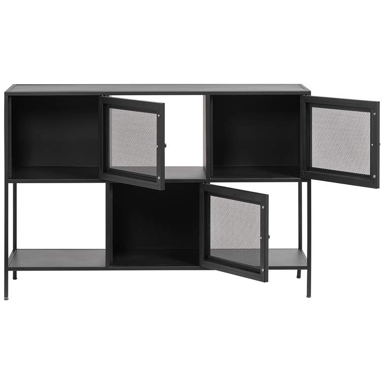 Image 5 Malibu 47" Wide Black Metal 3-Door Cabinet more views