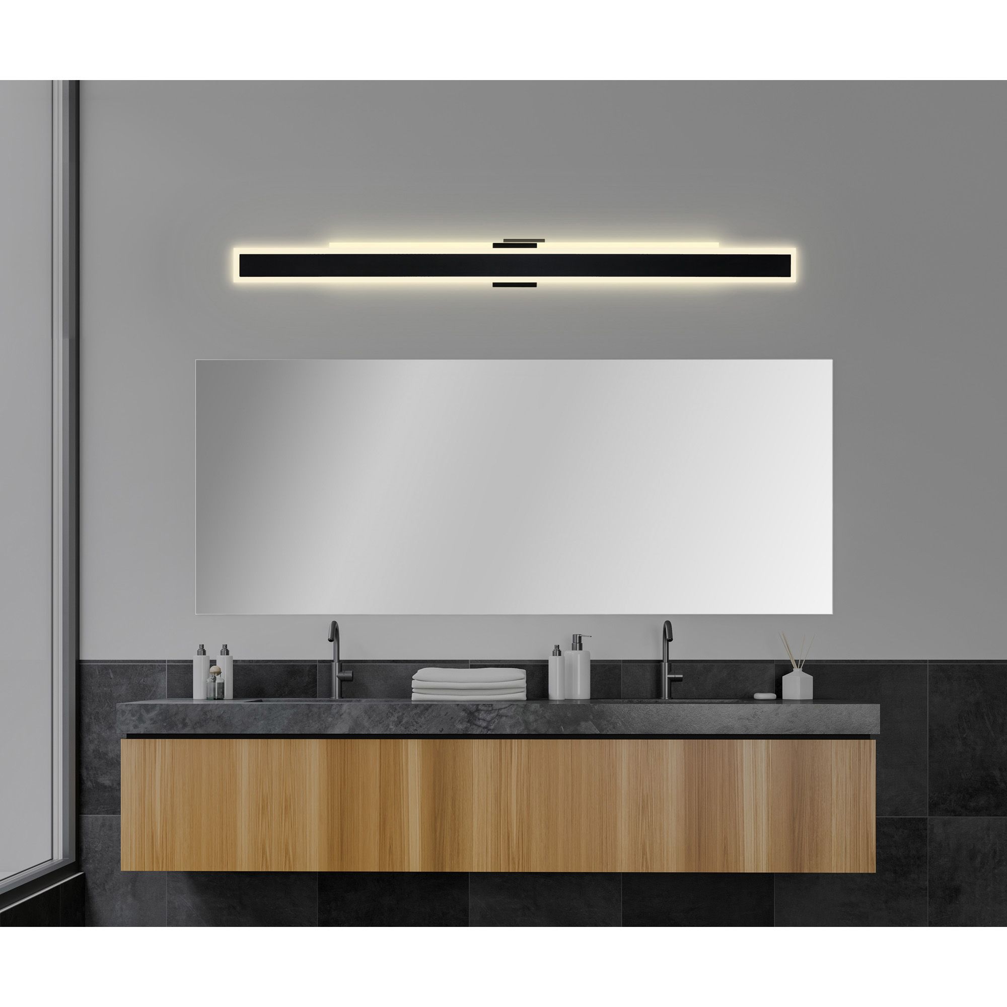 Malibu 80" High Black LED Outdoor Wall Light