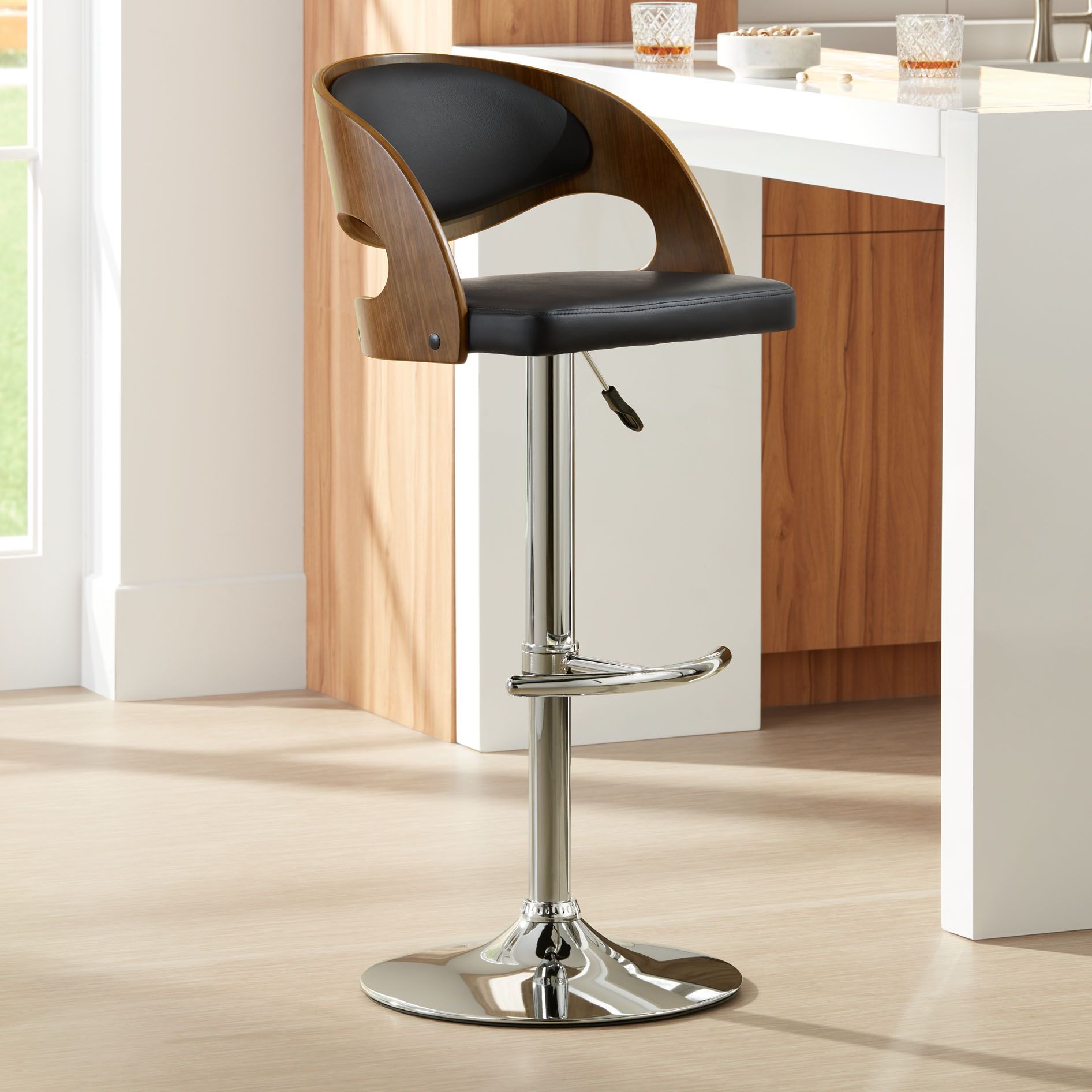 bar stools black faux leather