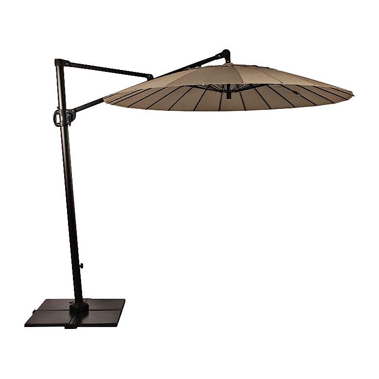 Image 1 Malibu Bliss 8 1/4-Foot Taupe Cantilever Umbrella w/ Base