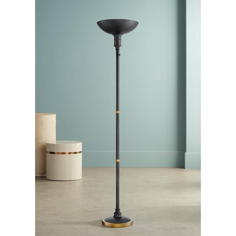 Image 1 Malibu Dark Bronze LED Touch Dimmer Torchiere Floor Lamp