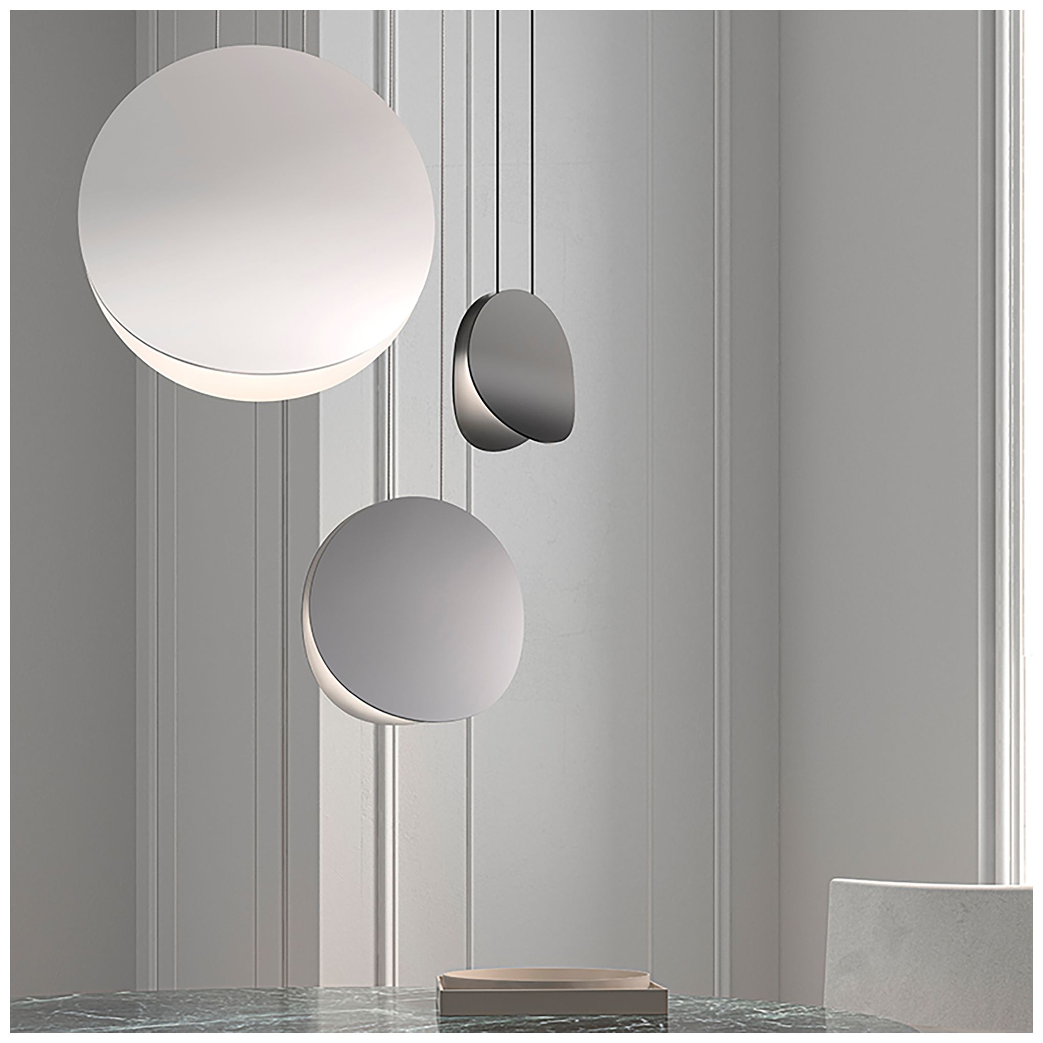Image 3 Malibu Discs 10" Wide LED Pendant Dove Gray 240" Cable more views