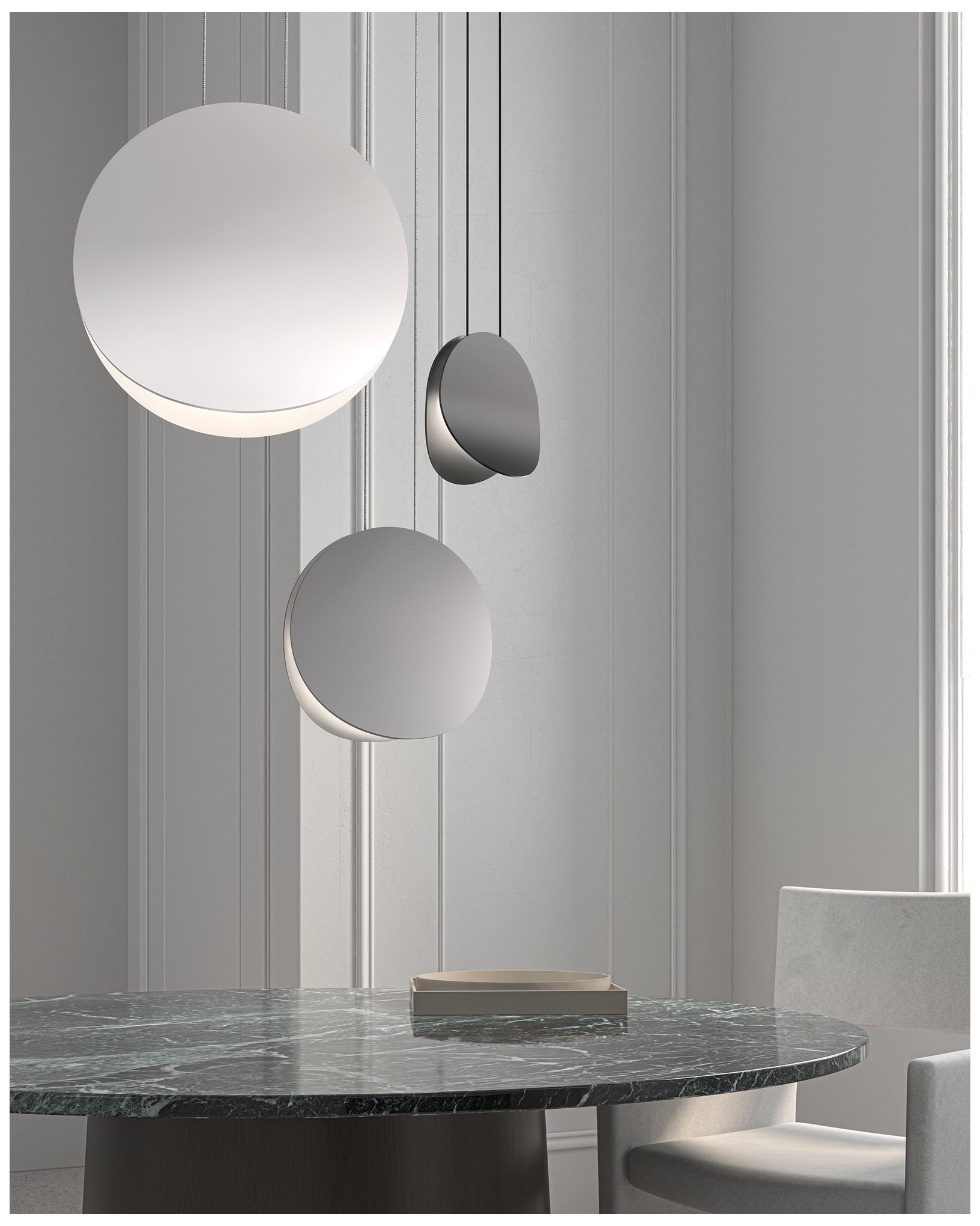 Image 3 Malibu Discs 14" Wide LED Pendant Satin White 240" Cable more views