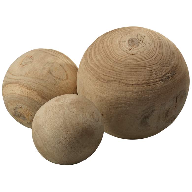 Image 2 Malibu Natural Rustic Wood Balls - Set of 3 by Jamie Young