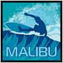 Malibu Surfer 26" Square Black Giclee Wall Art