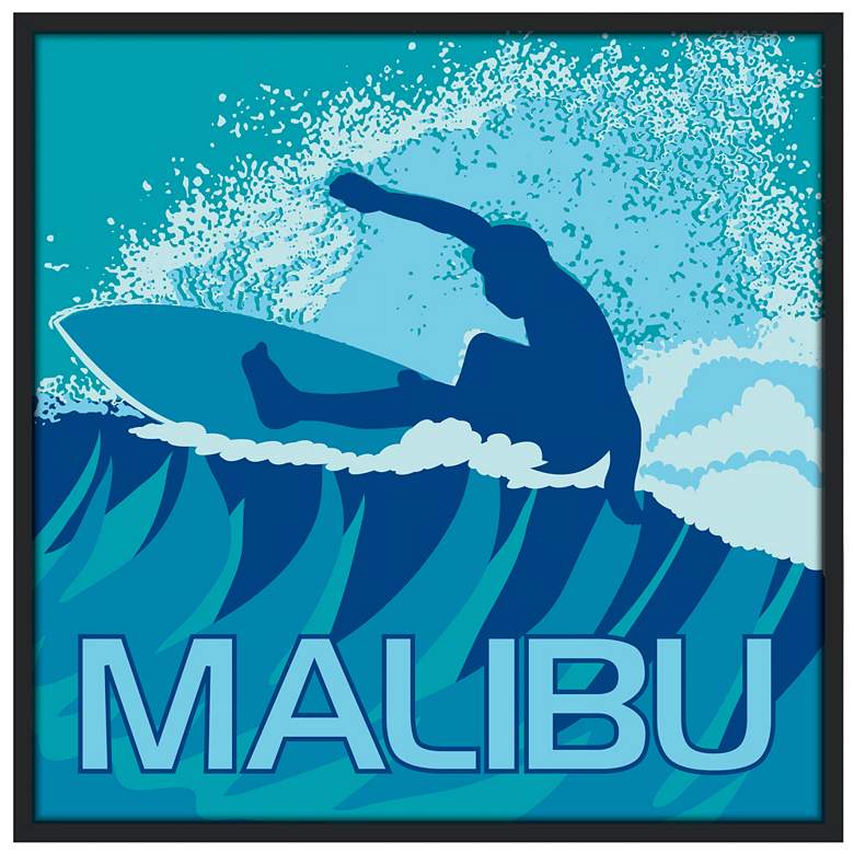 Image 1 Malibu Surfer 37 inch Square Black Giclee Wall Art