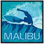 Malibu Surfer 37" Square Black Giclee Wall Art