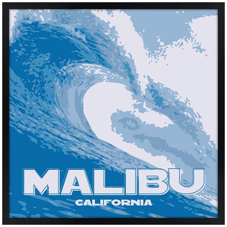 Image 1 Malibu Wave 21" Square Black Giclee Wall Art
