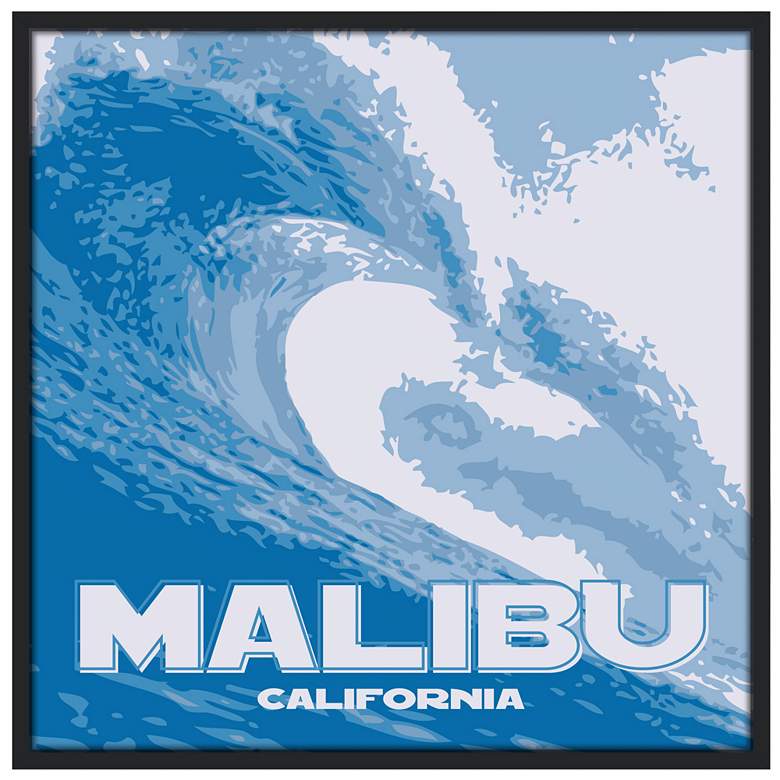 Image 1 Malibu Wave 37" Square Black Giclee Wall Art