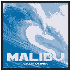 Malibu Wave 37&quot; Square Black Giclee Wall Art