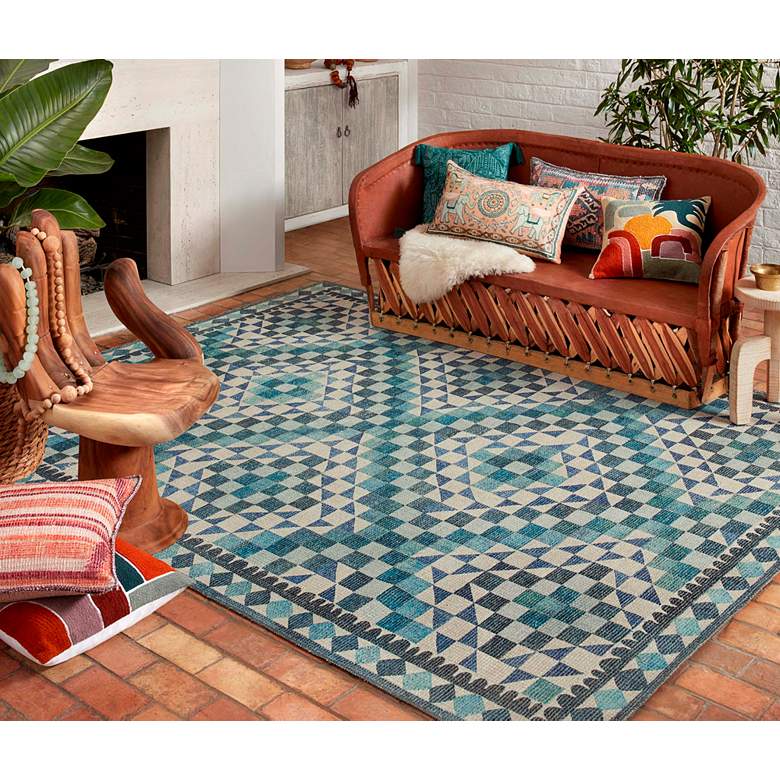 Image 1 Malik MAL-09 5'x7'6" Ivory and Ocean Rectangular Area Rug