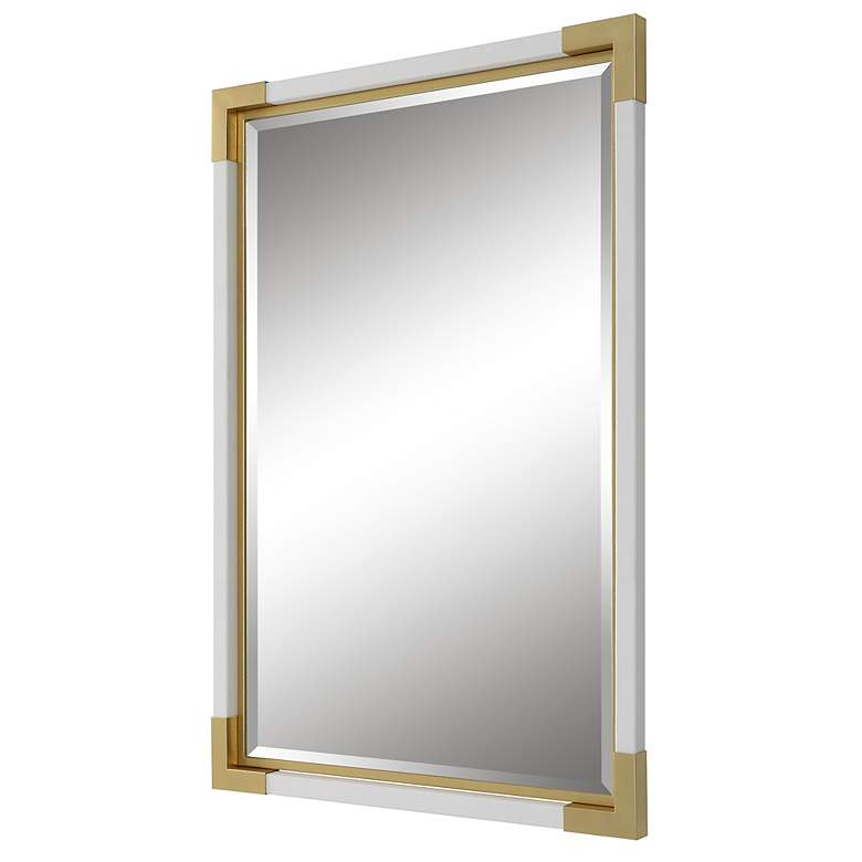Image 5 Malik White and Gold Leaf 27 1/4" x 39 1/4" Wall Mirror more views